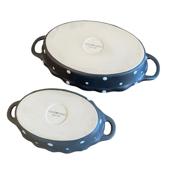 Gold Coast Ceramic Black & White Polka Dot Oval Bakeware Set - Picture 6 of 7